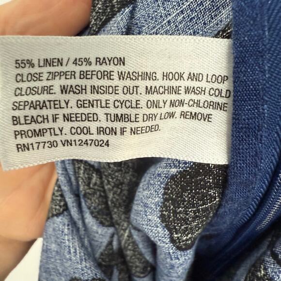 Target X Kate Spade One Shoulder Floral Jumpsuit Women's Sze 16 Blue Linen Blend - Picture 9 of 10